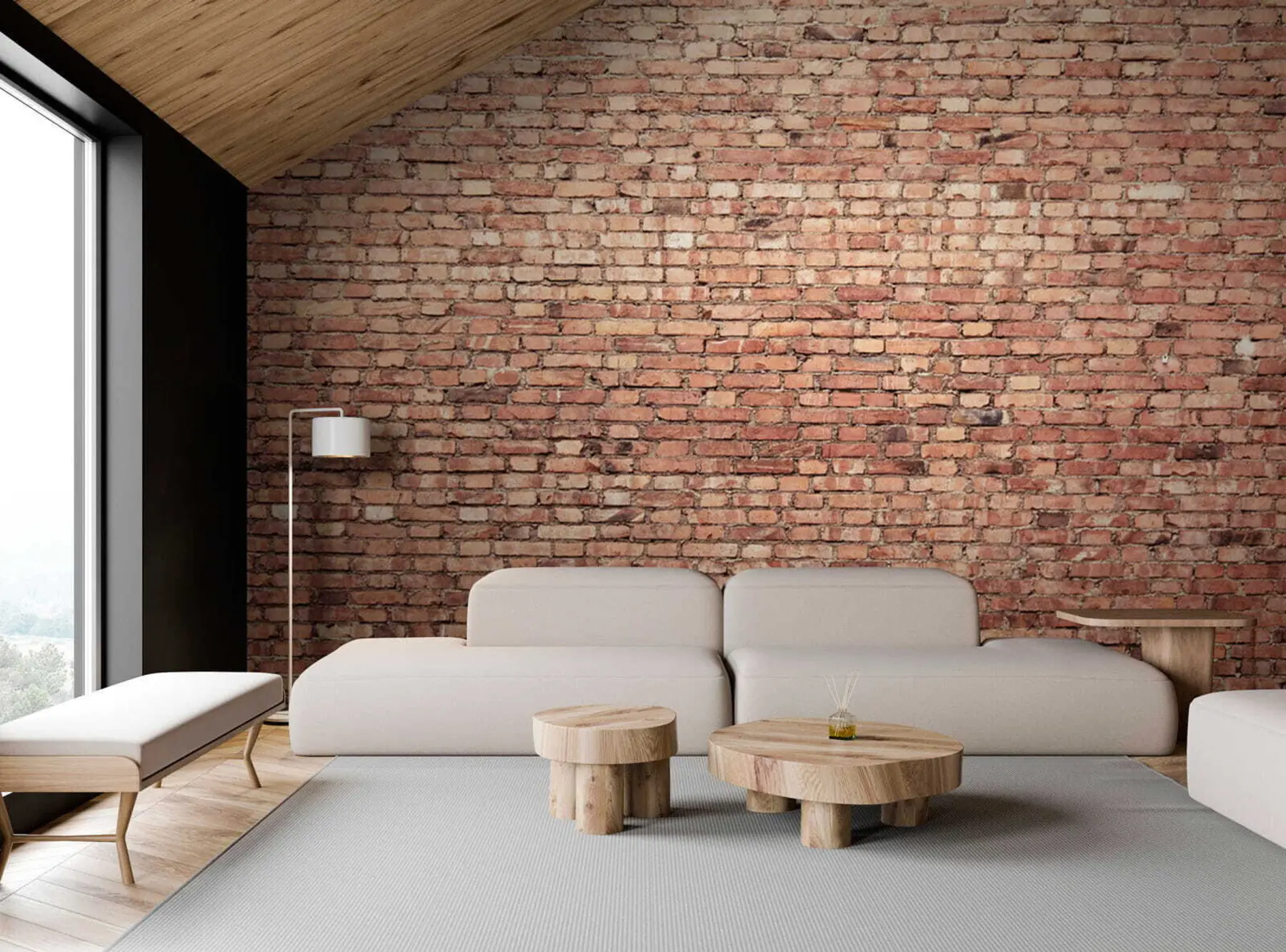 murais de parede Papel de parede de tijolo marrom u53032