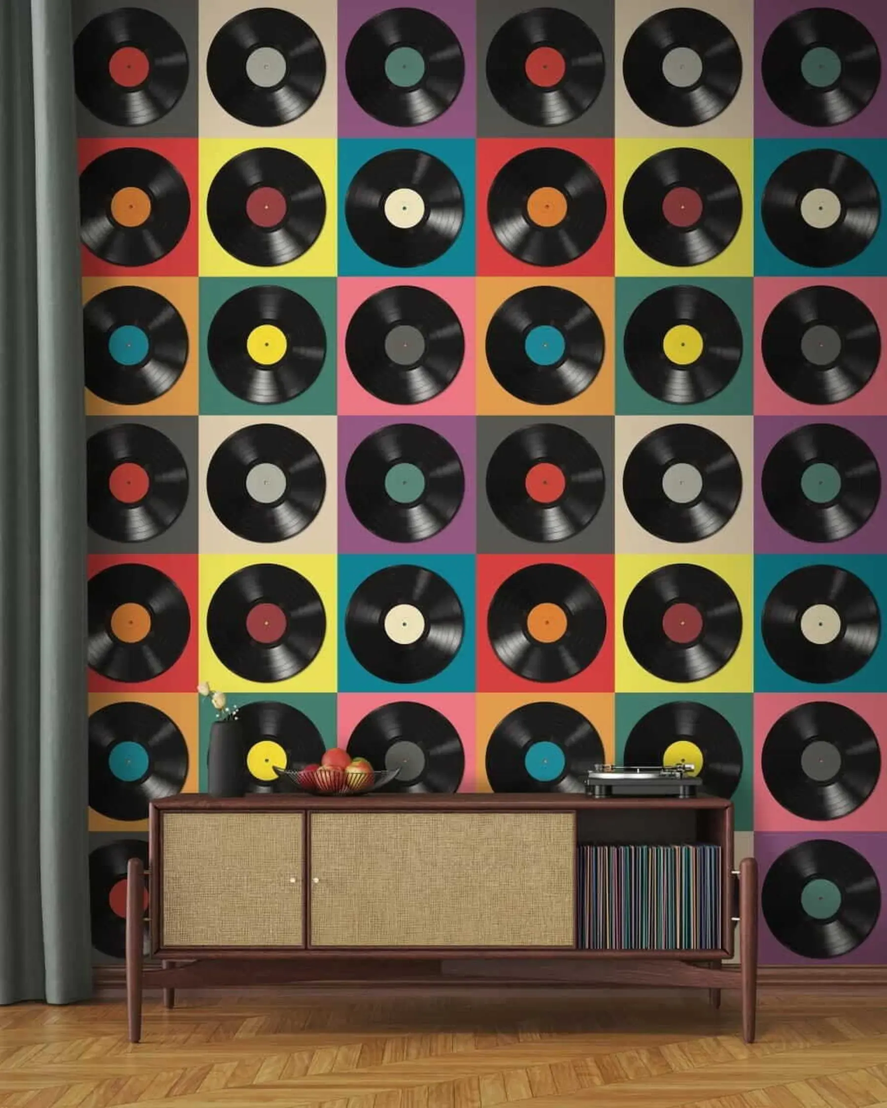 murais de parede Discos de vinil, estilo retrô u51622