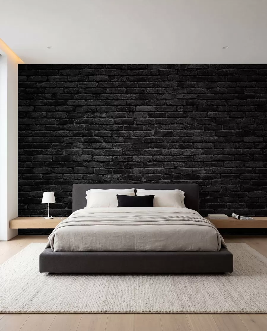 murais de parede Papel de parede de tijolo preto u53027