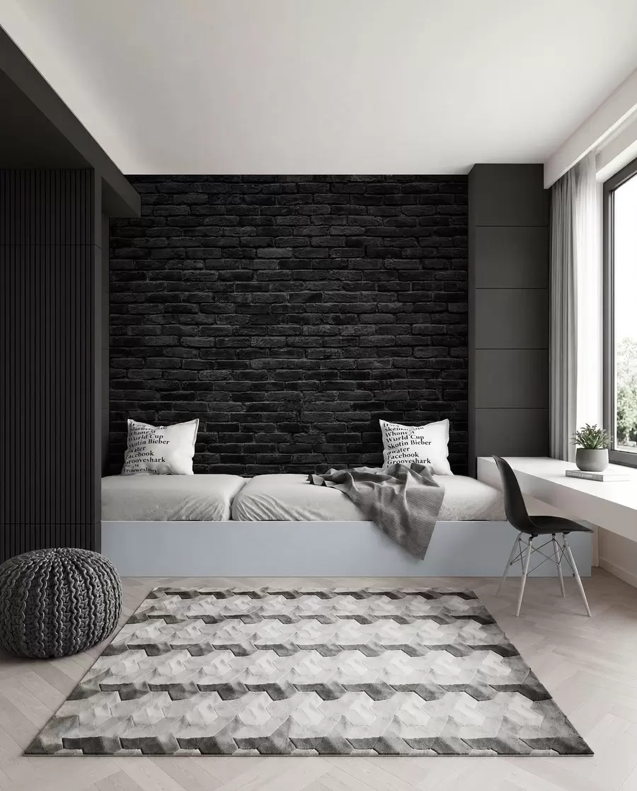 murais de parede Papel de parede de tijolo preto u53027