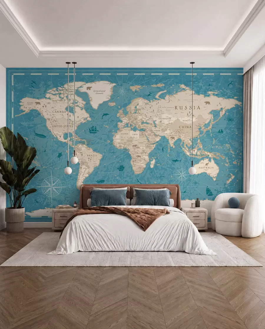 murais de parede Mapa do mundo, mapa antigo u50378