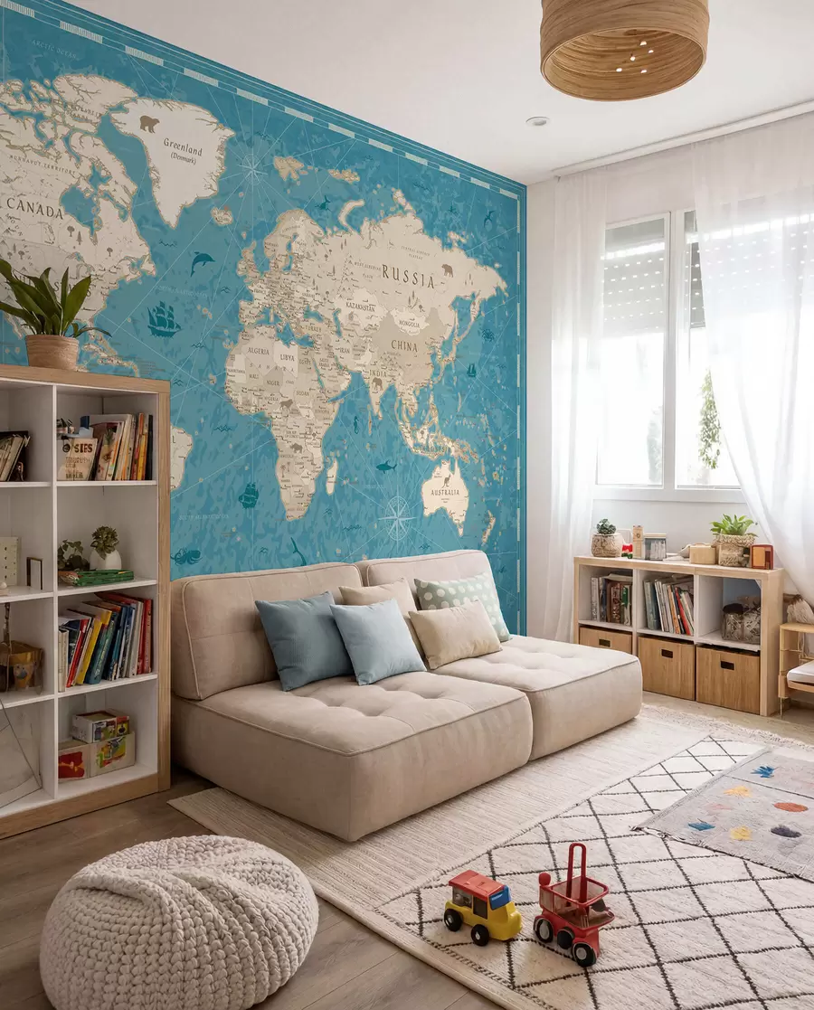 murais de parede Atlas antigo em turquesa u50378
