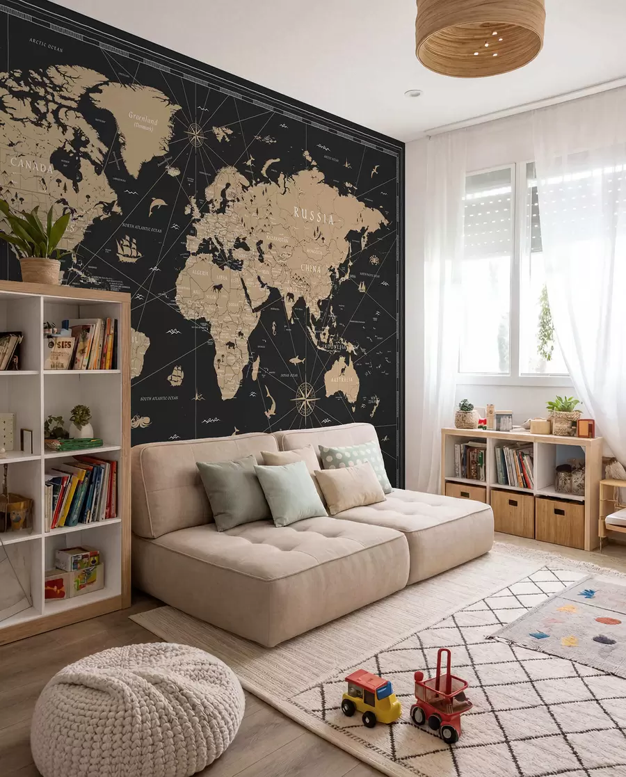 murais de parede Mapa do mundo ao anoitecer u50401