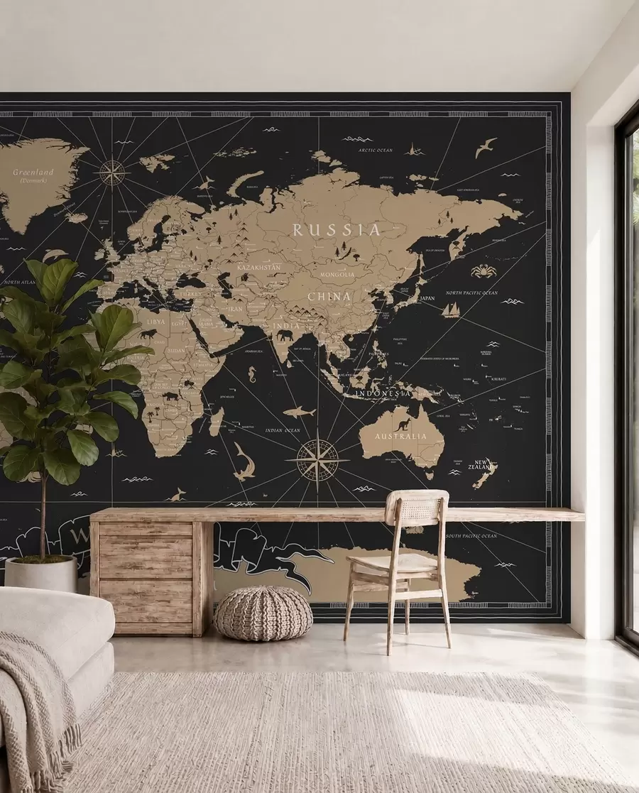 murais de parede Mapa-múndi vintage u50401