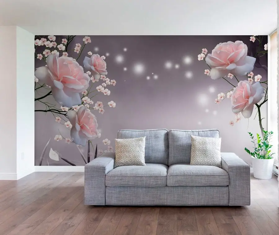 murais de parede Rosas em ondas de água u01045