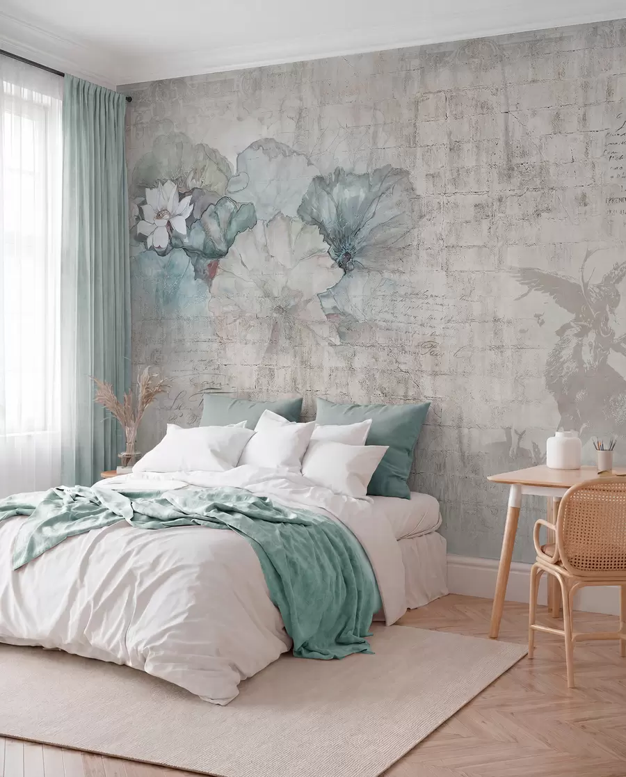 murais de parede Flores e caça em estilo grunge u04724