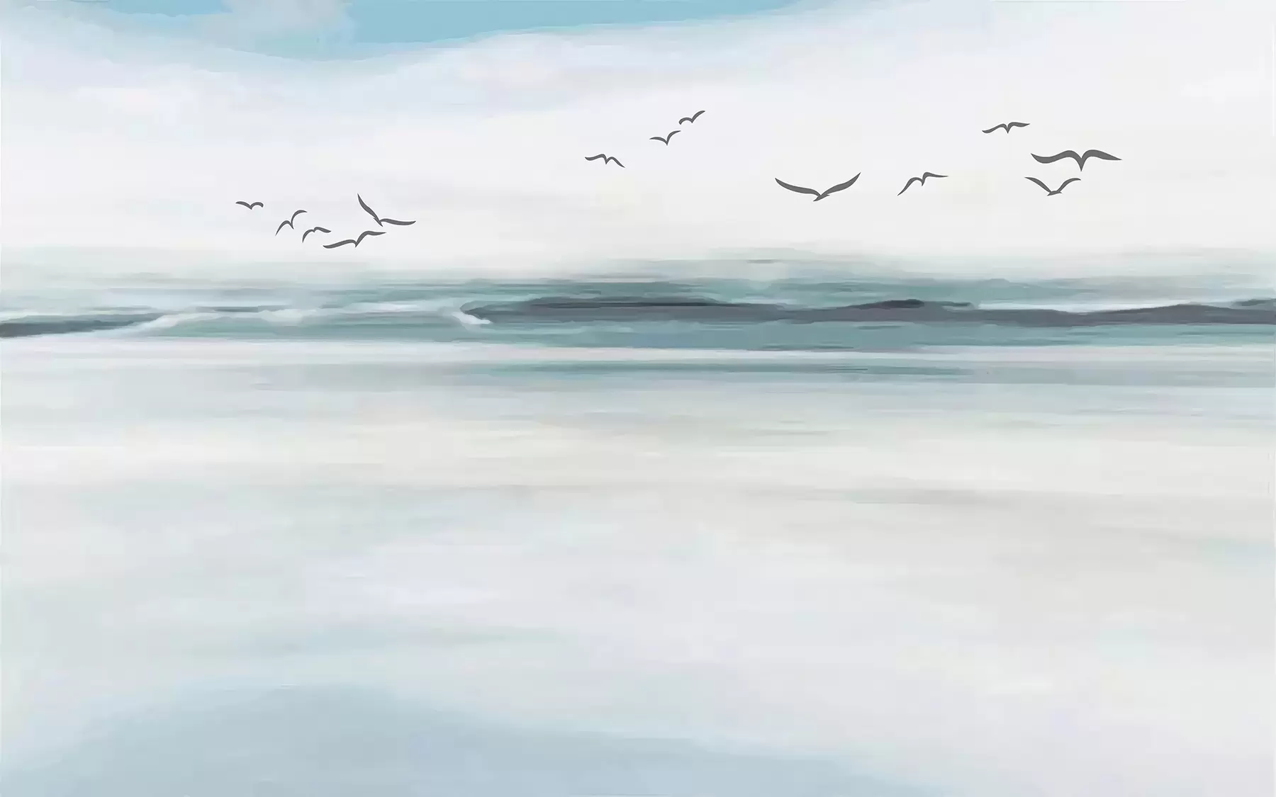 murais de parede Gaivotas sobre o mar u05695