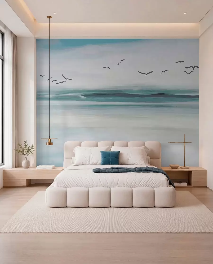 murais de parede Gaivotas sobre ondas pintadas u05695