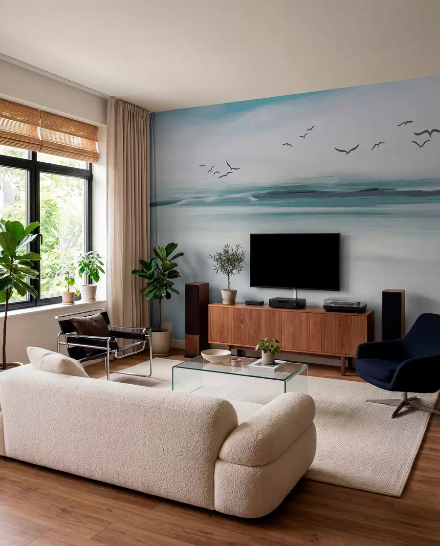 murais de parede Gaivotas sobre ondas pintadas u05695