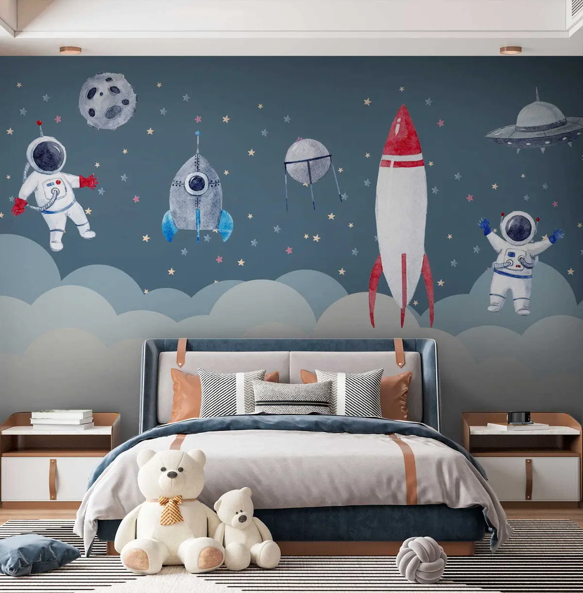 murais de parede Cosmonautas no berçário u09813
