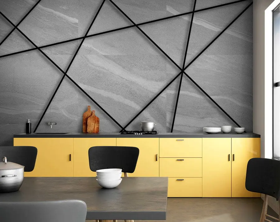 murais de parede Mármore cinza e linhas pretas u16341