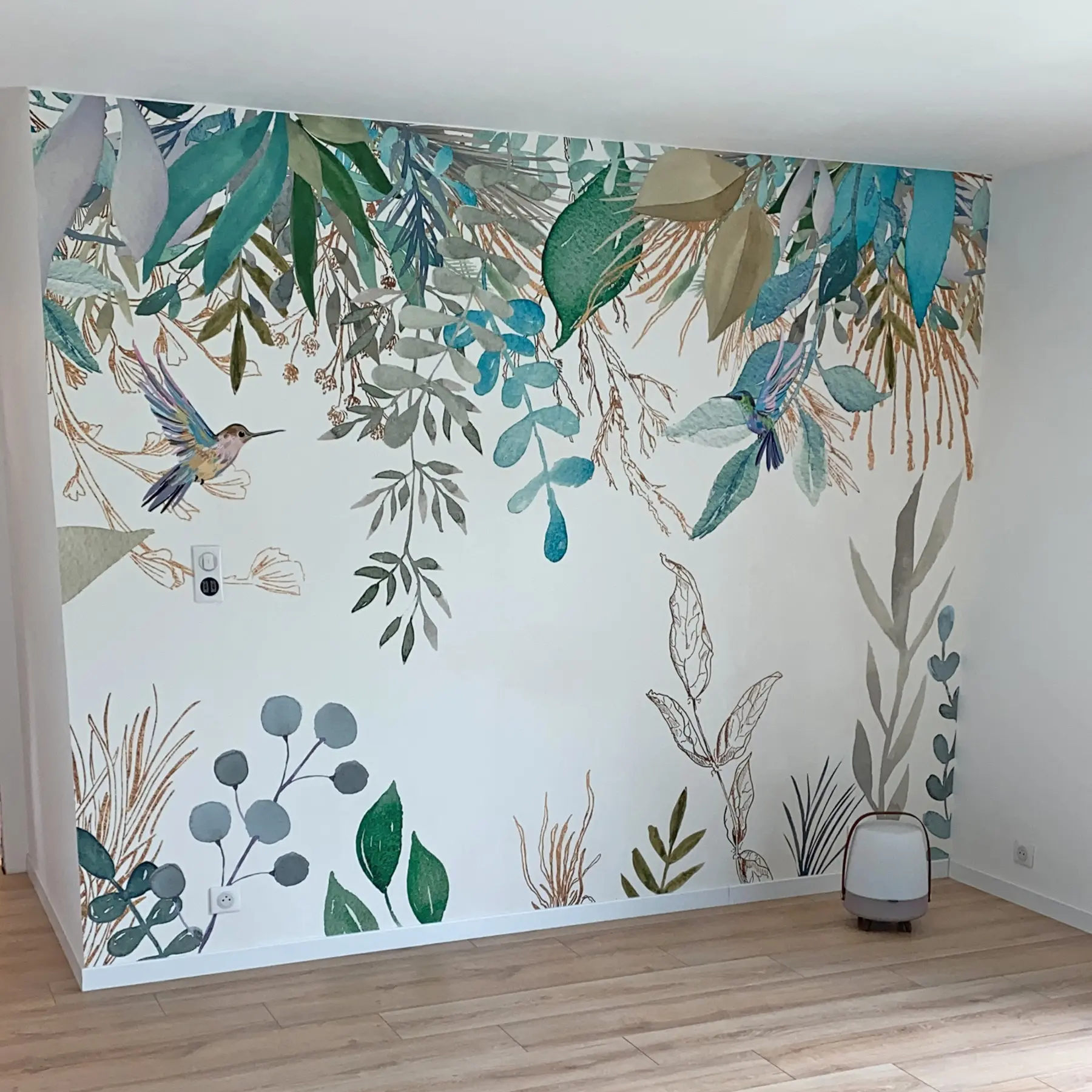 murais de parede Plantas exóticas e beija-flores u17579