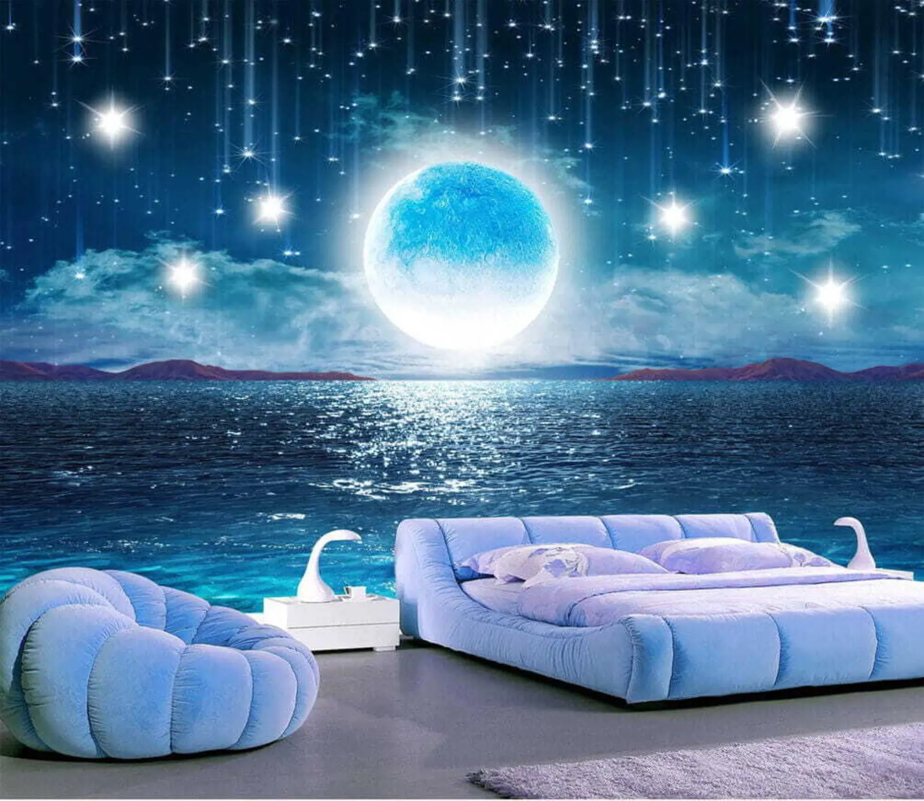 murais de parede Queda de estrelas na lua cheia u23205
