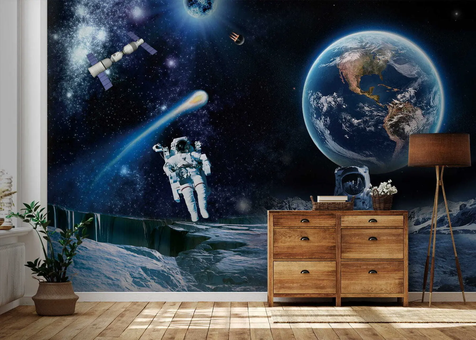 murais de parede Astronautas na lua u23243