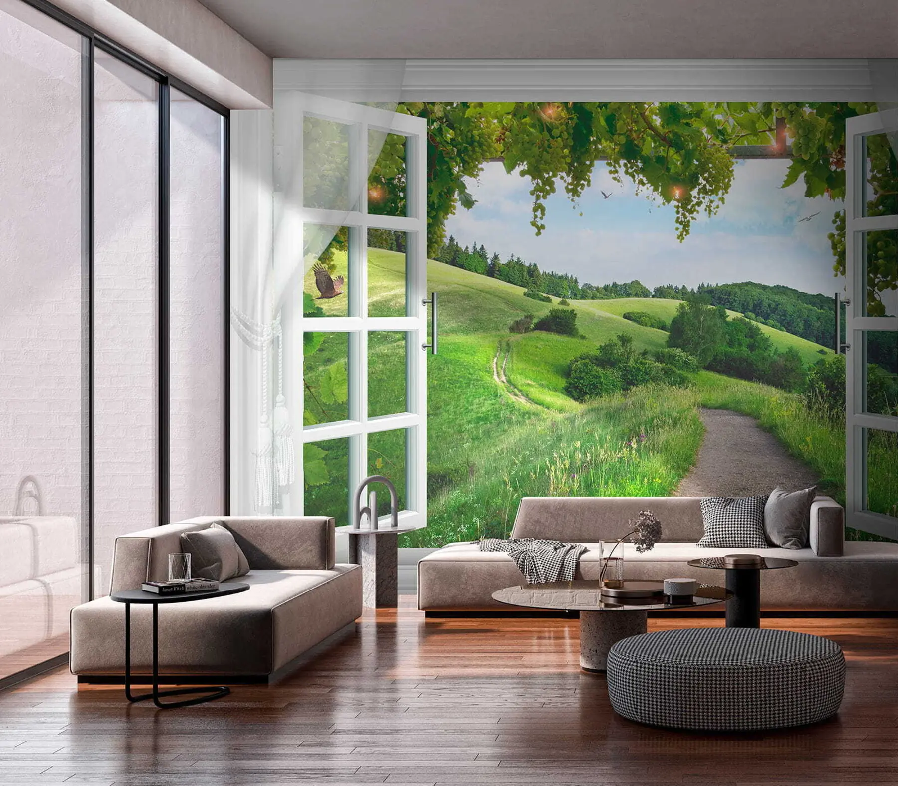 murais de parede Vista da janela para a clareira u28196
