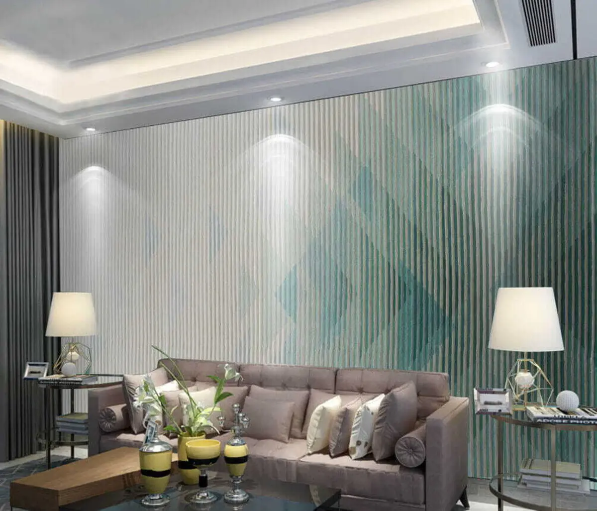 murais de parede Gradiente de linha de menta u29152