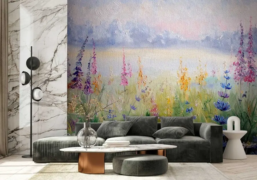 murais de parede Prado de flores, pintura a óleo u30067