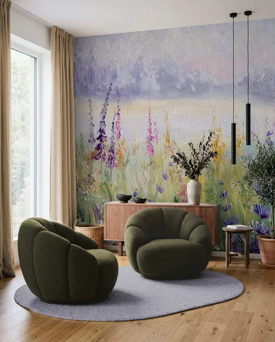 murais de parede Prado de flores, pintura a óleo u30067