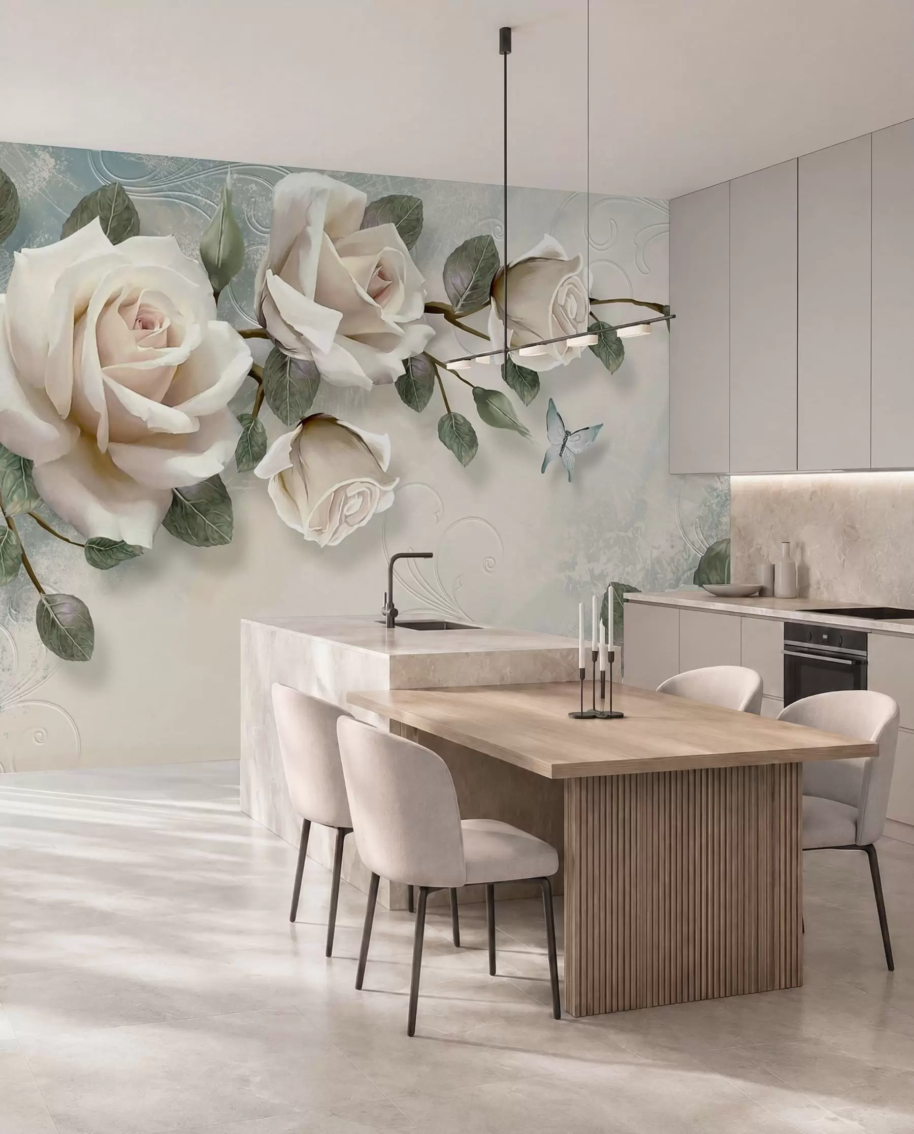 murais de parede Rosas cor de creme u31353