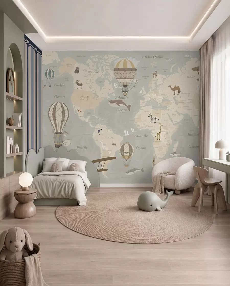 murais de parede Mapa do mundo com balões u36066