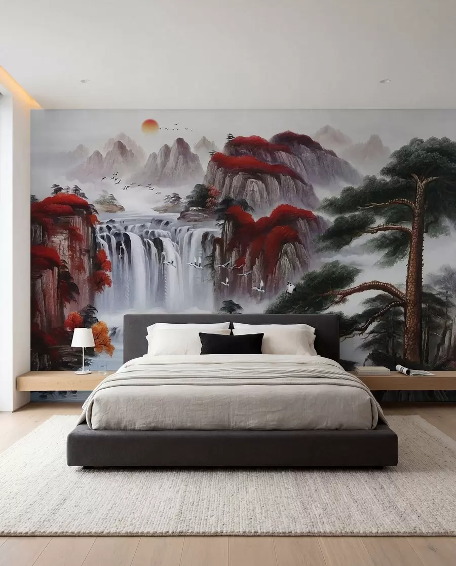 murais de parede Cachoeira estilo japonês u36222