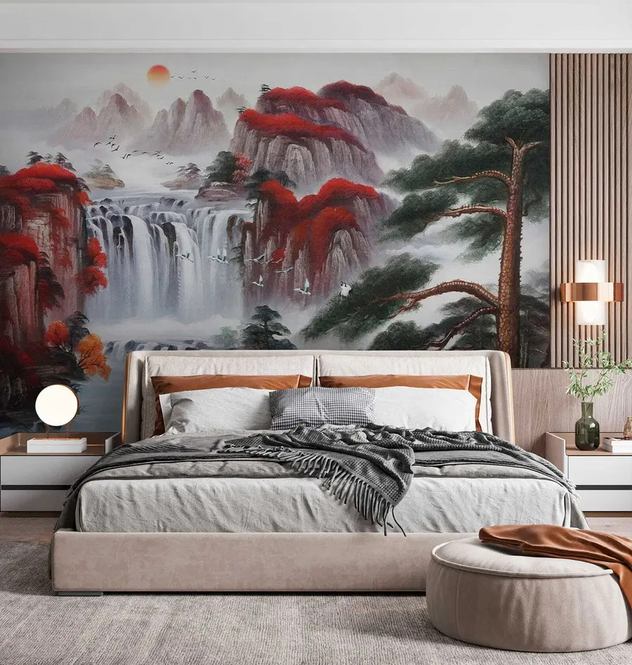 murais de parede Cachoeira estilo japonês u36222