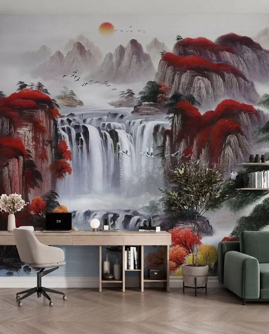 murais de parede Cachoeira estilo japonês u36222