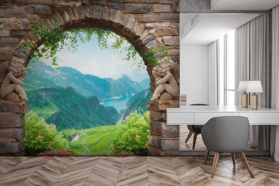 murais de parede Arco com vista para as montanhas u52506