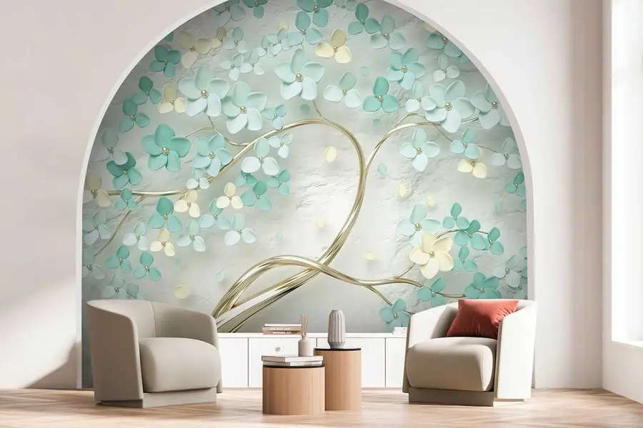 murais de parede Árvore com flores azuis u52550