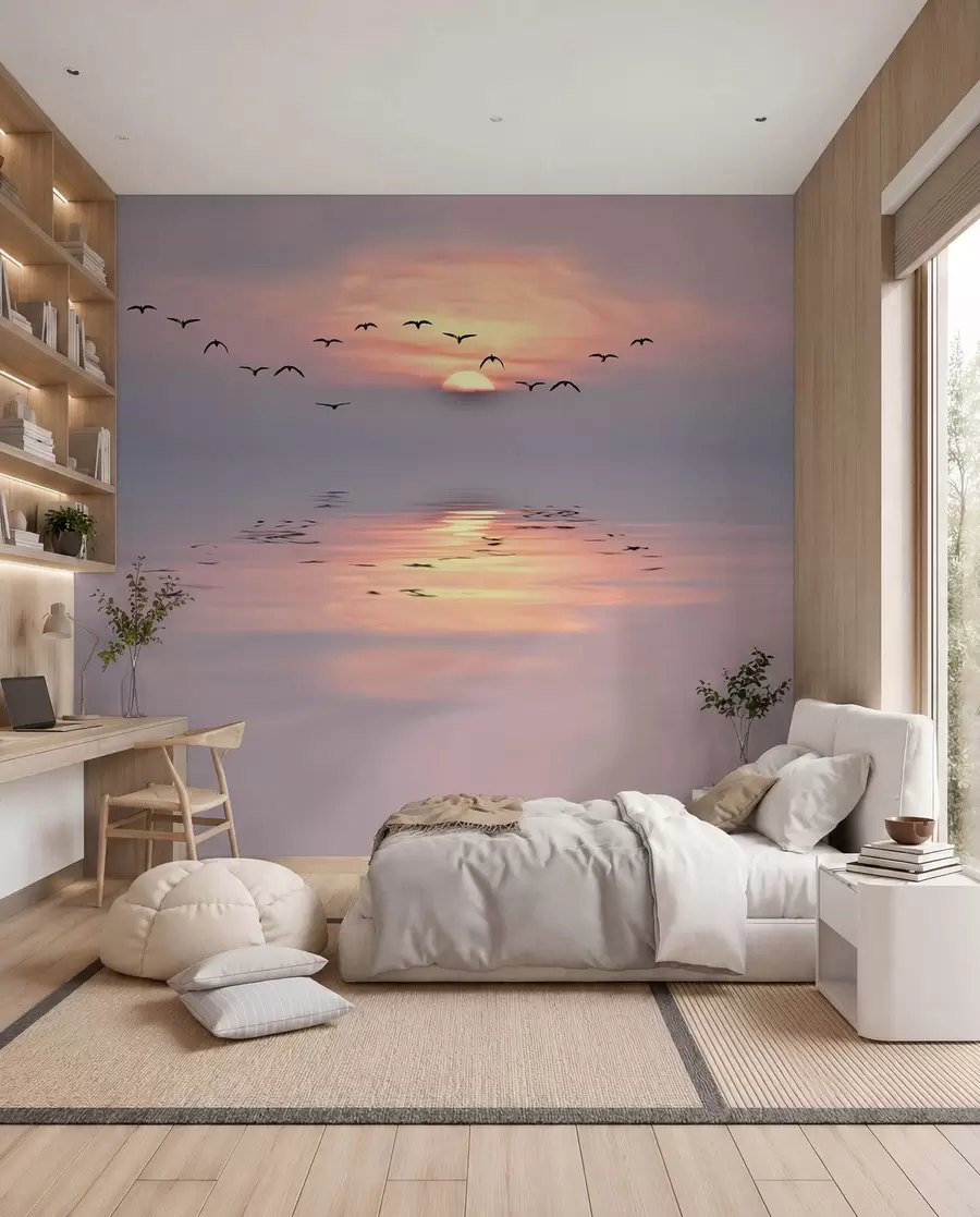 murais de parede Gaivotas ao pôr do sol u53413