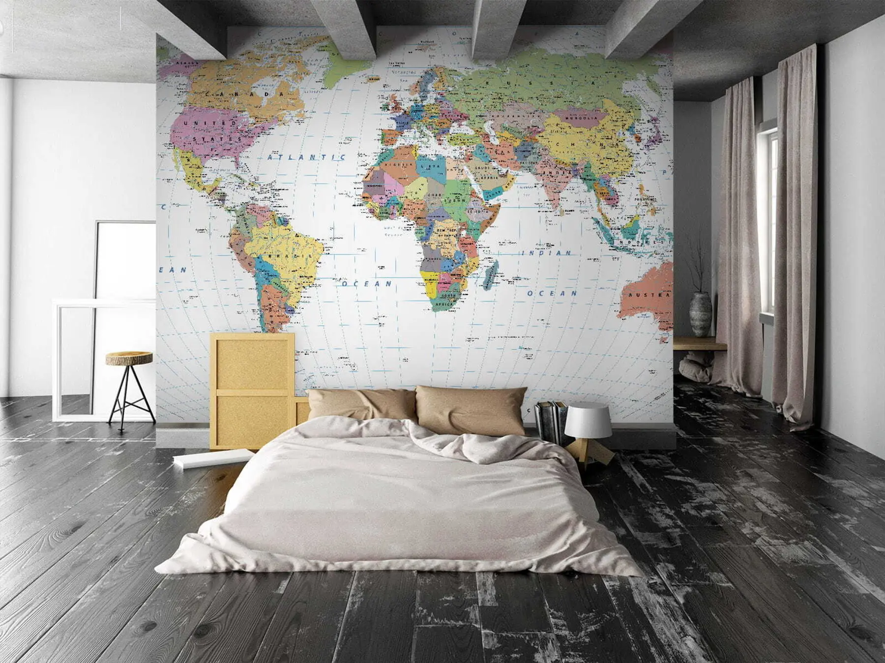 murais de parede Mapa do mundo u53652