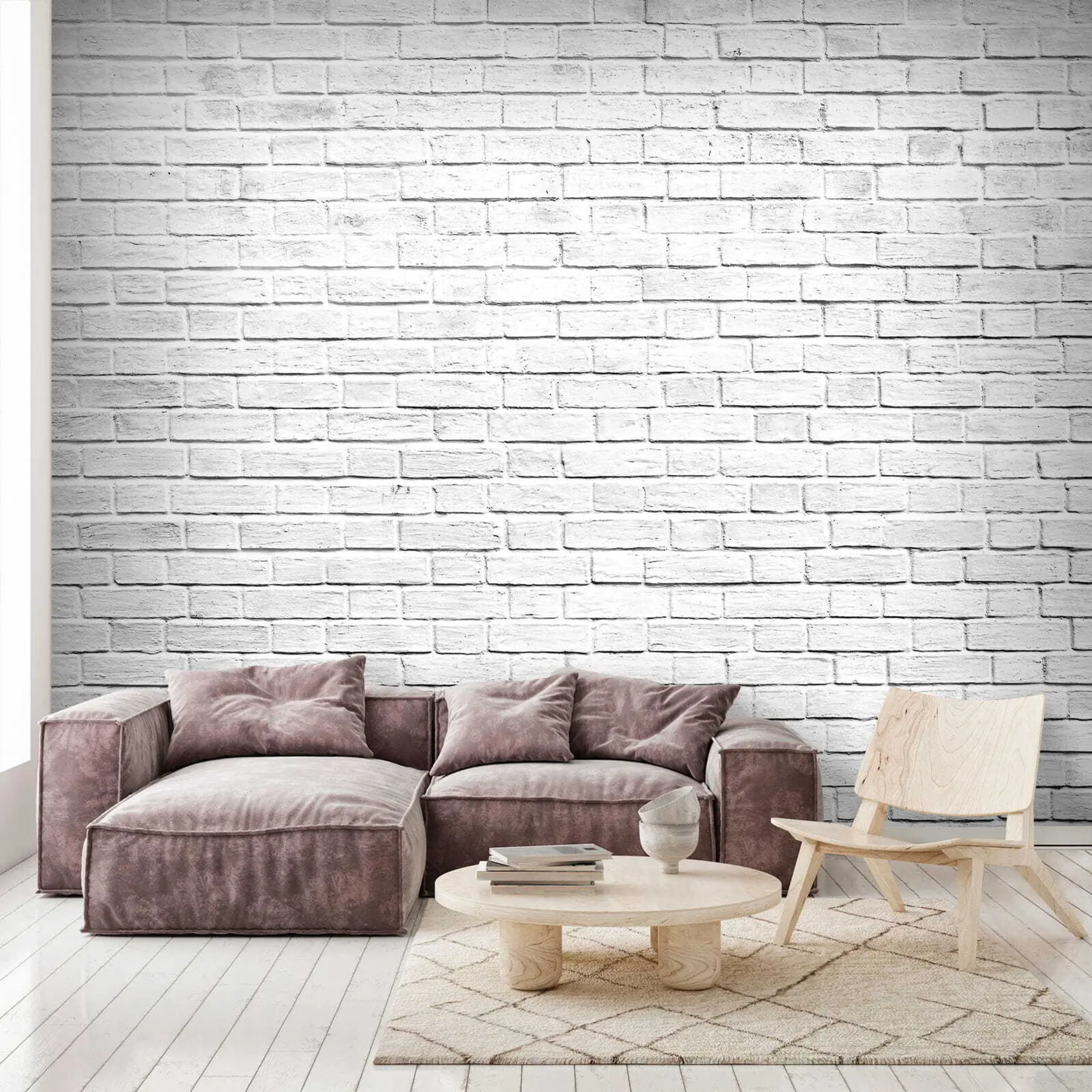 murais de parede Parede de tijolos brancos u54004