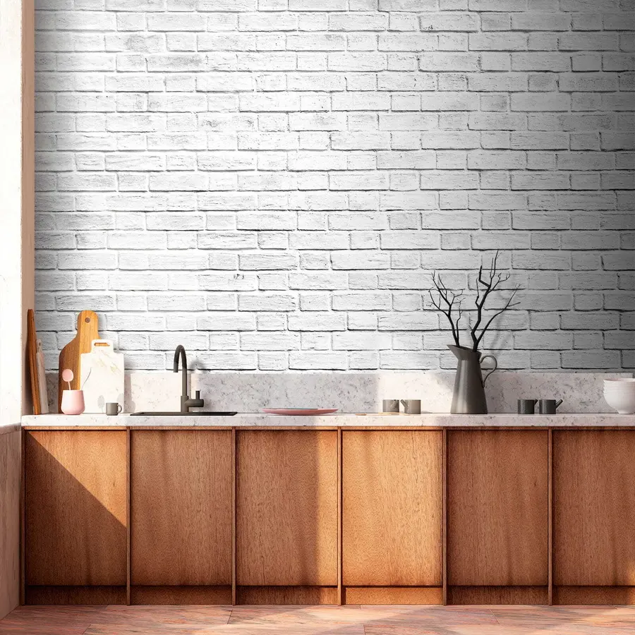 murais de parede Parede de tijolos brancos u54004