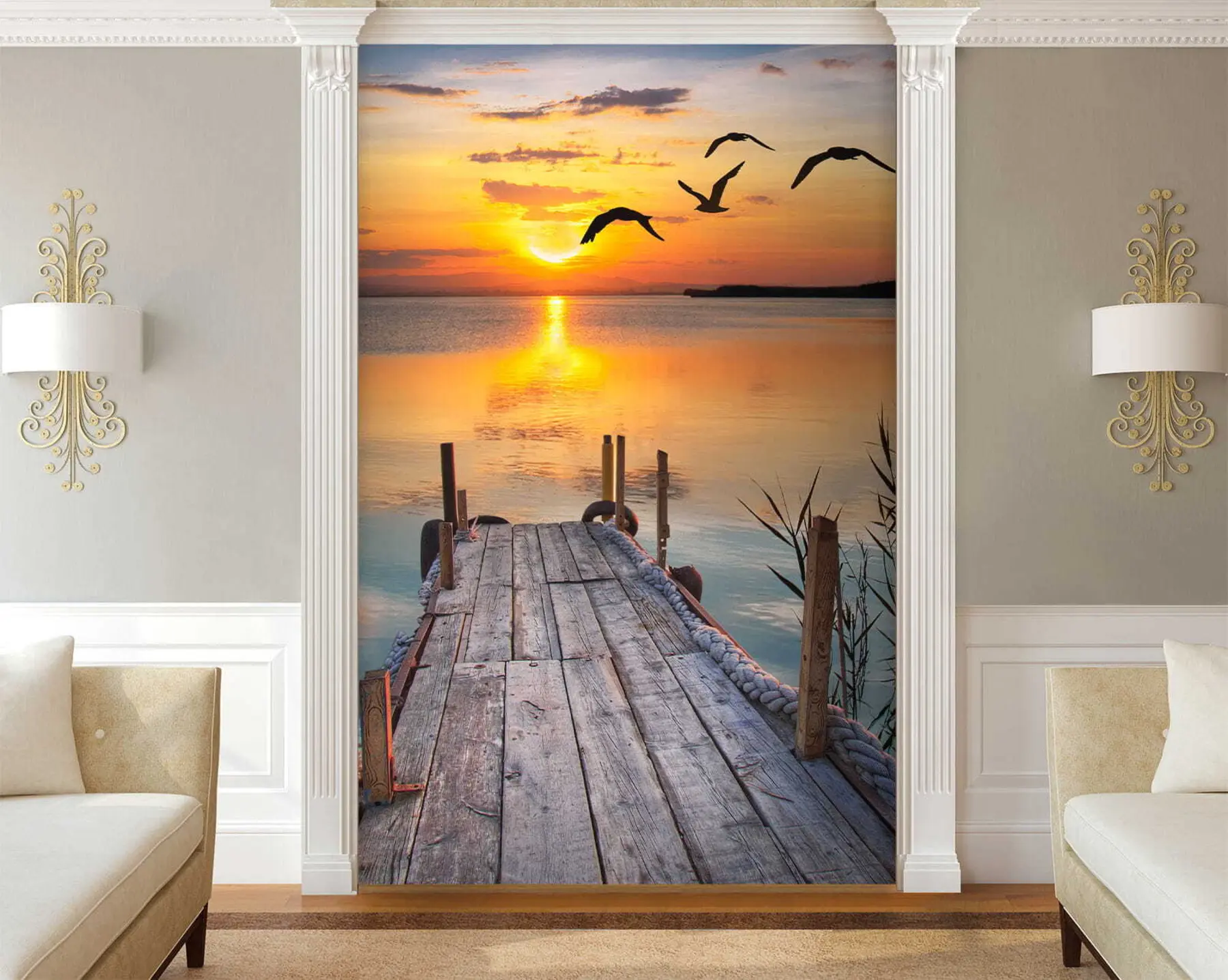 murais de parede Gaivotas e cais u57673