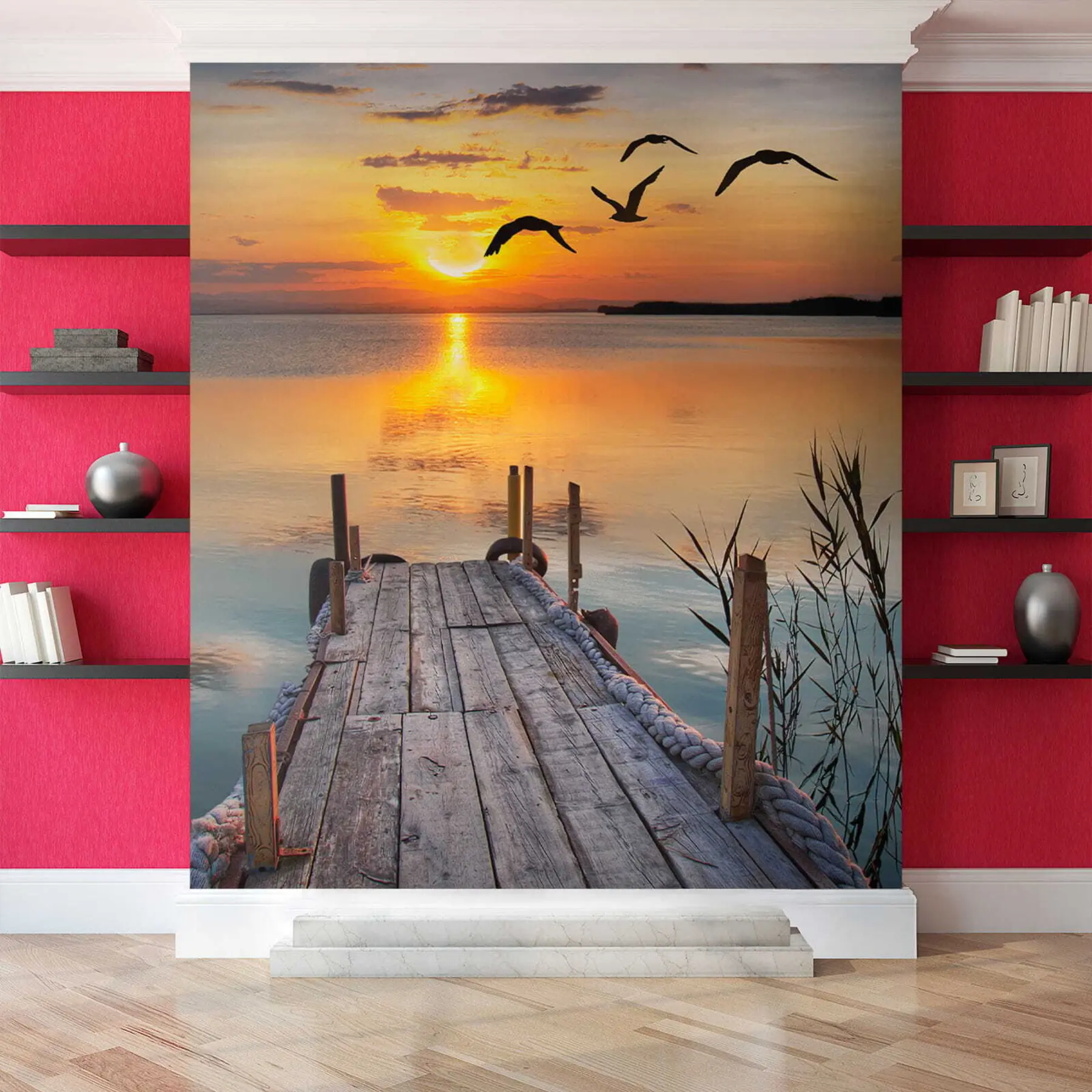 murais de parede Gaivotas e cais u57673