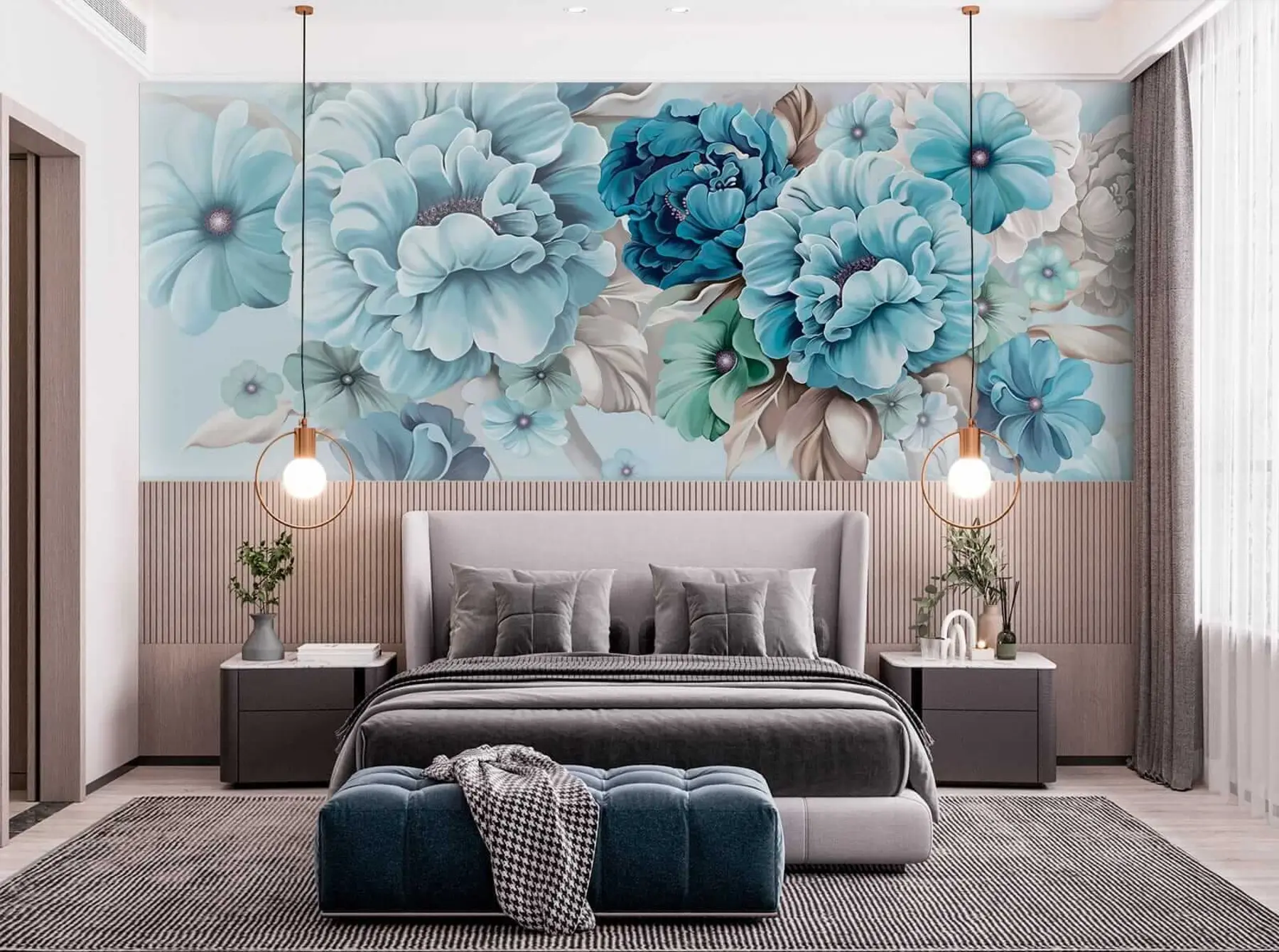 murais de parede Delicadas flores azuis u59900