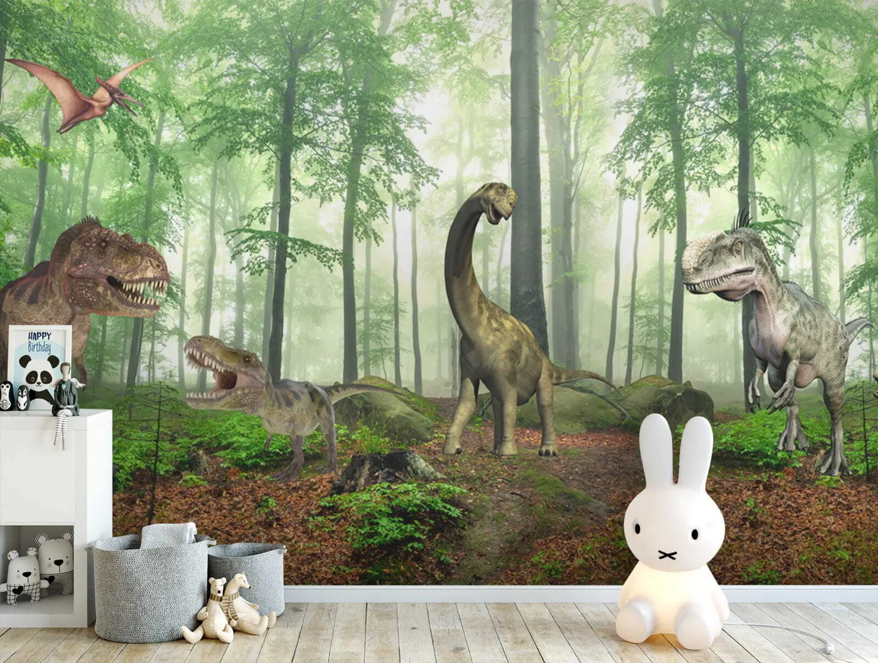 murais de parede Dinossauros na floresta u60039