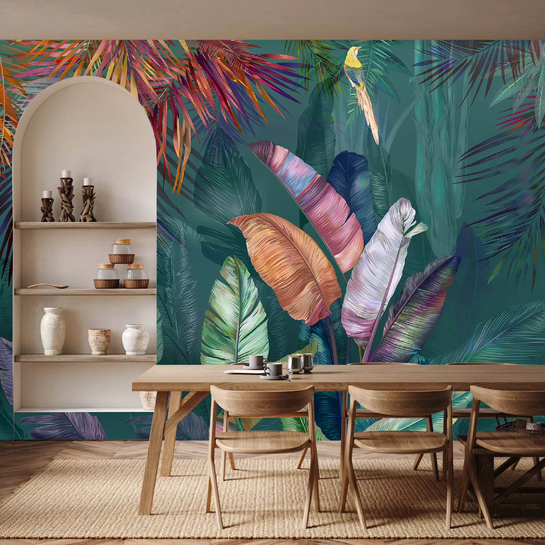 murais de parede Folhas de bananeira brilhantes u60120