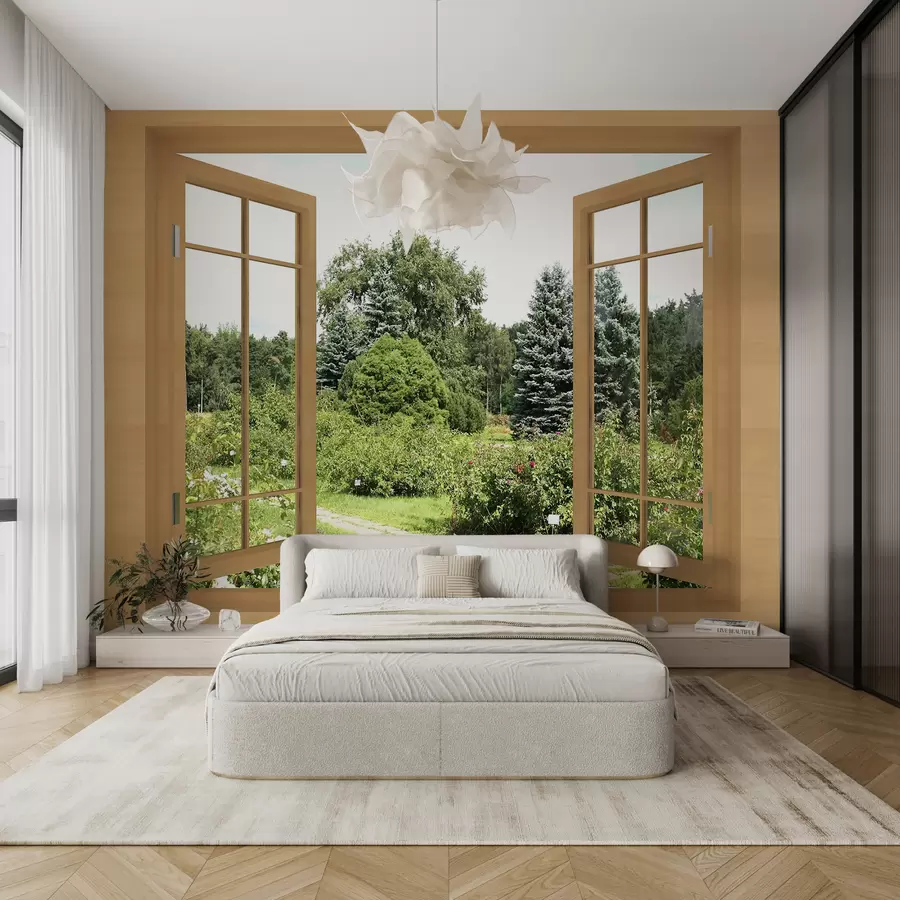 murais de parede Vista da janela para a floresta u60673