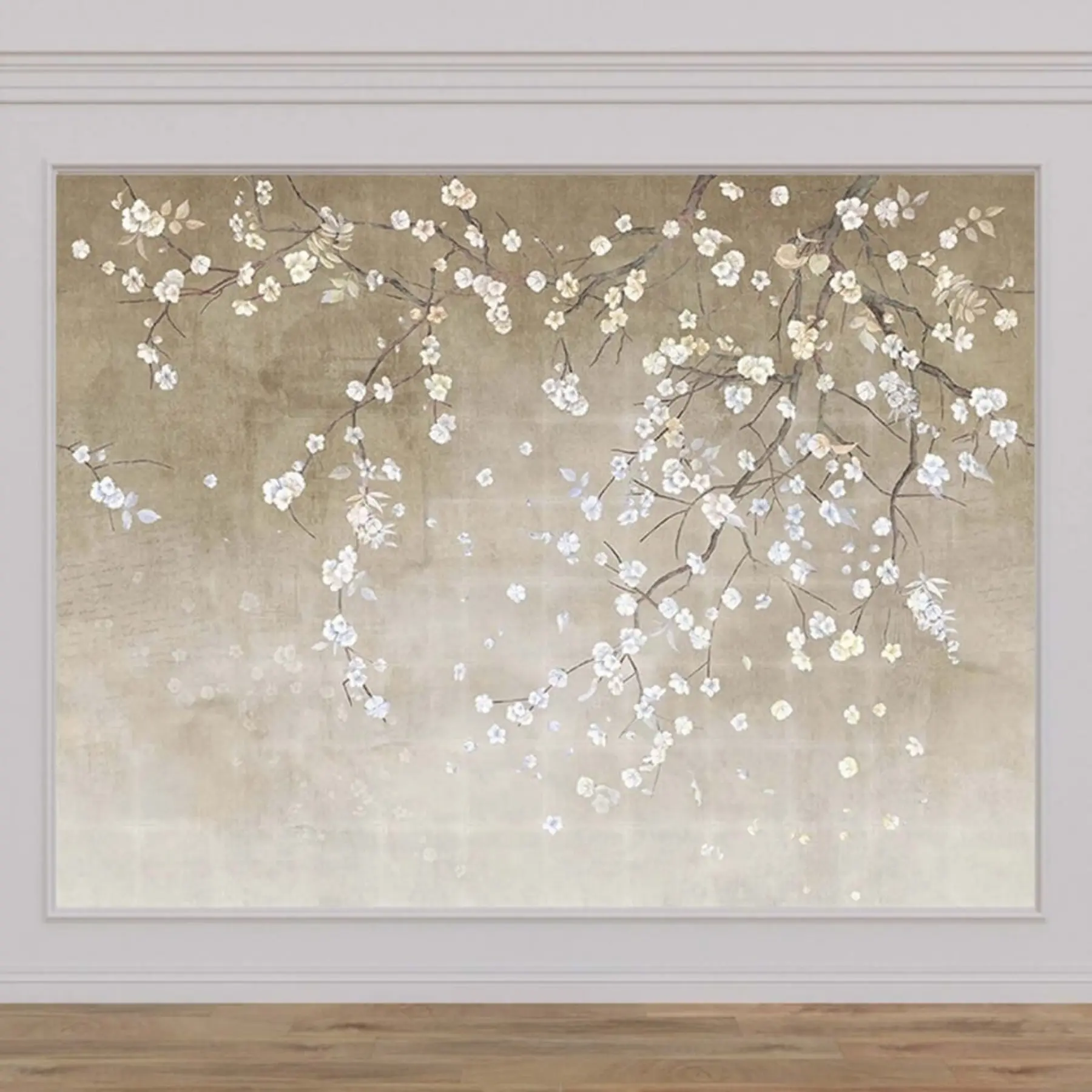 murais de parede Árvore florida em uma parede surrada u61369