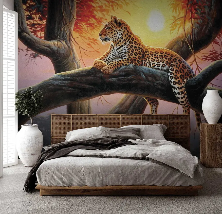 murais de parede Leopardo em uma árvore u62925
