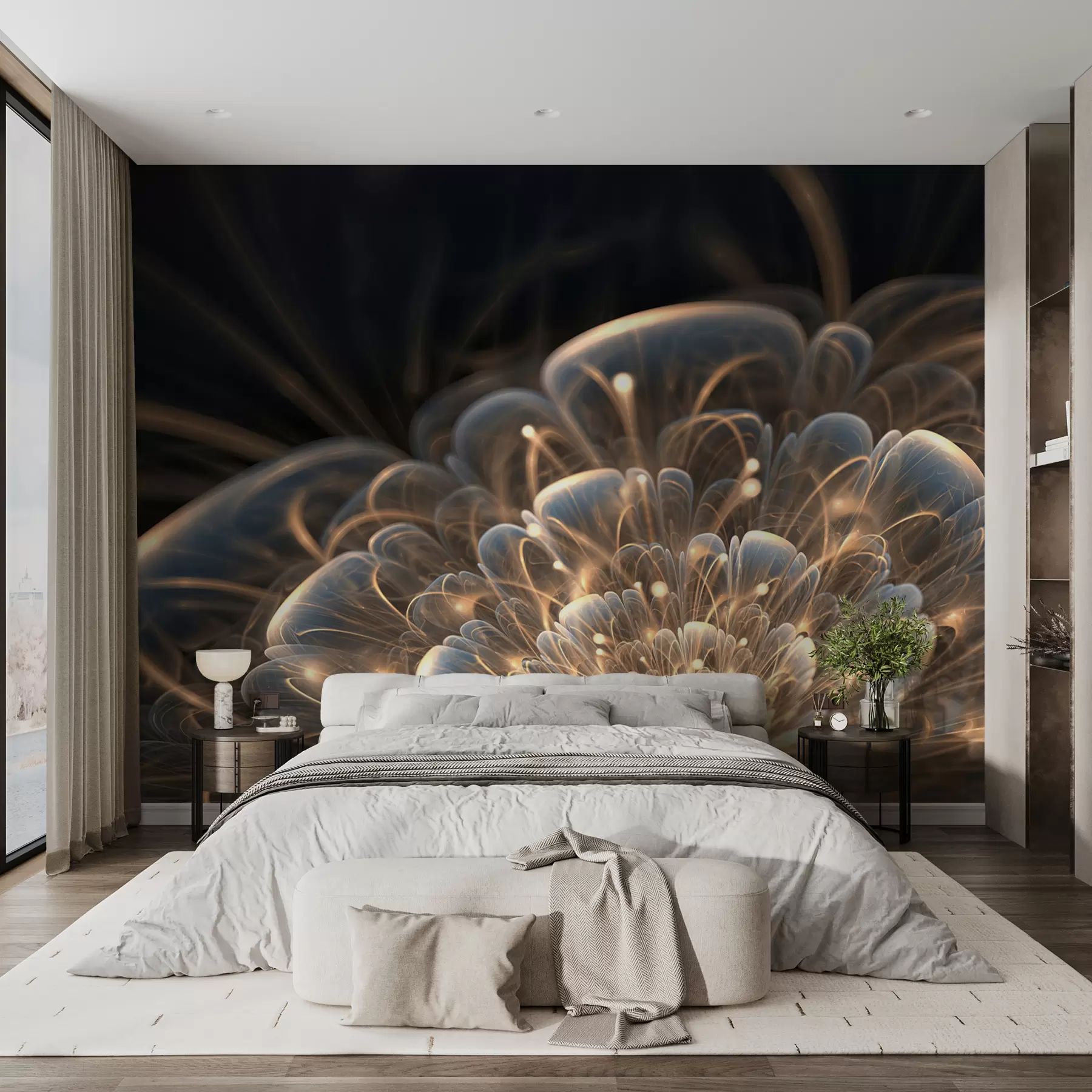 murais de parede Desenhar com luz sobre um fundo escuro u59705