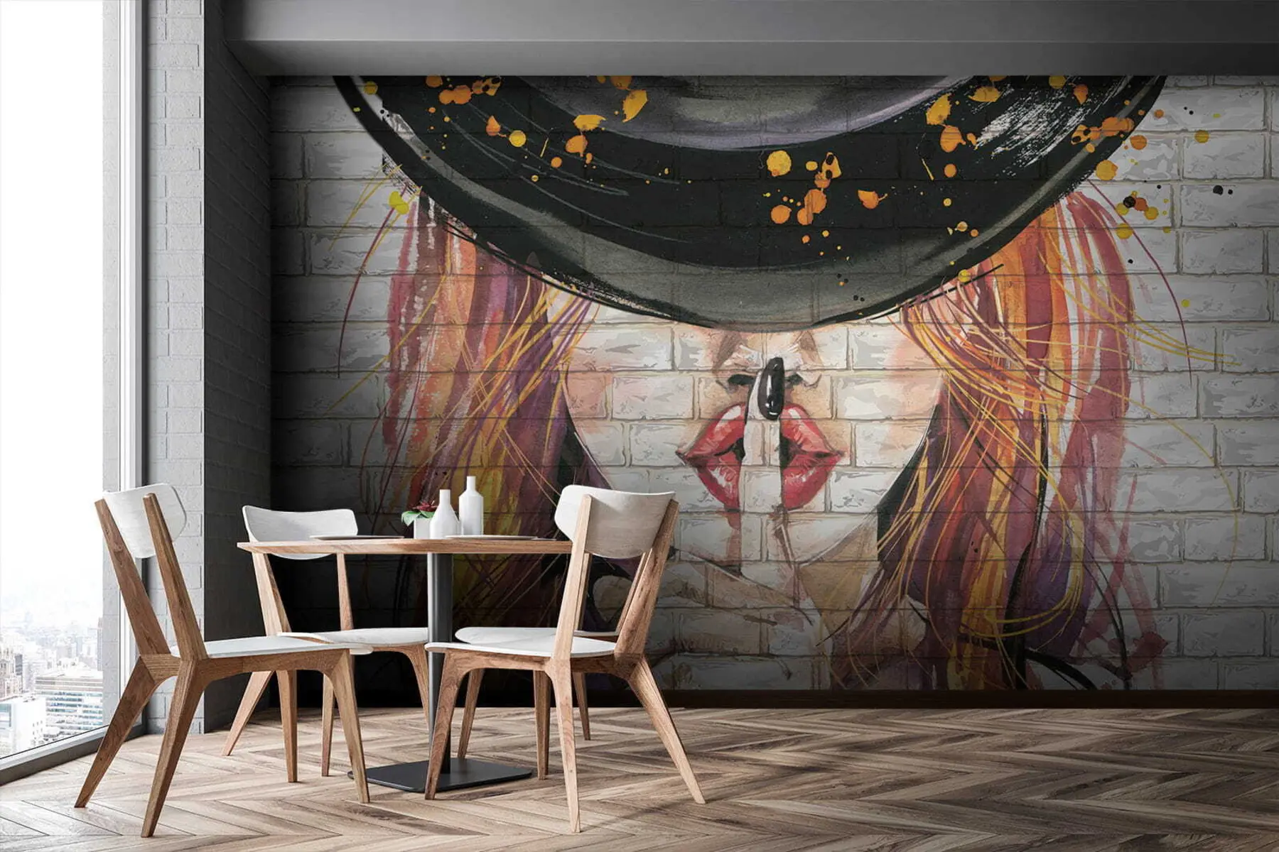 murais de parede Menina com aquarelas u67648