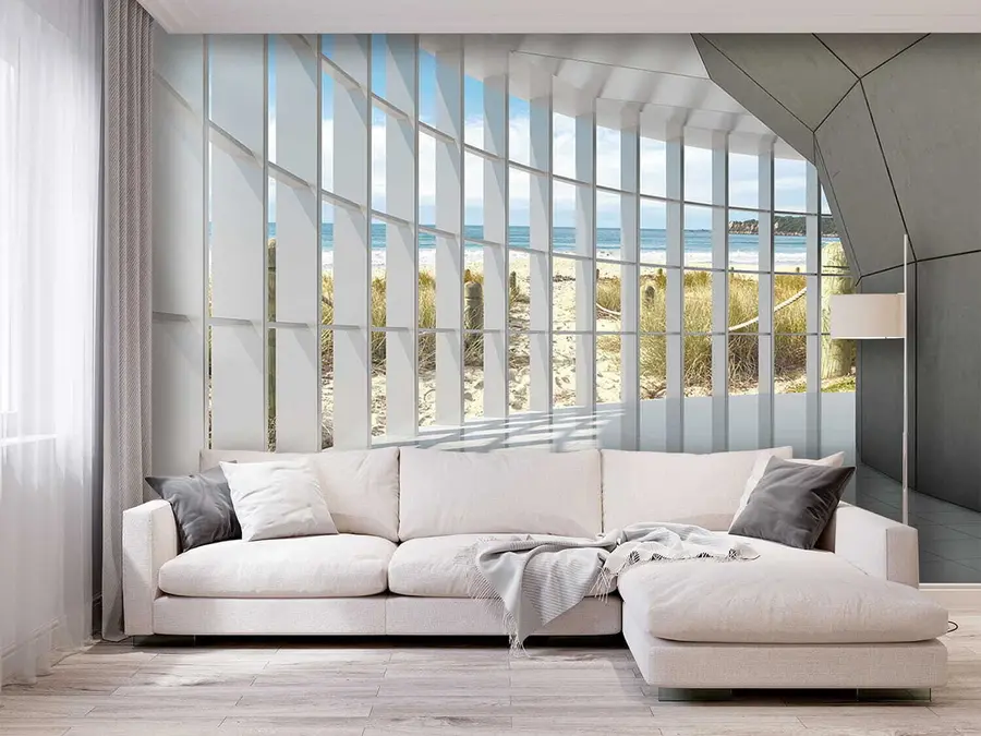 murais de parede Corredor 3D com vista para o mar u70513