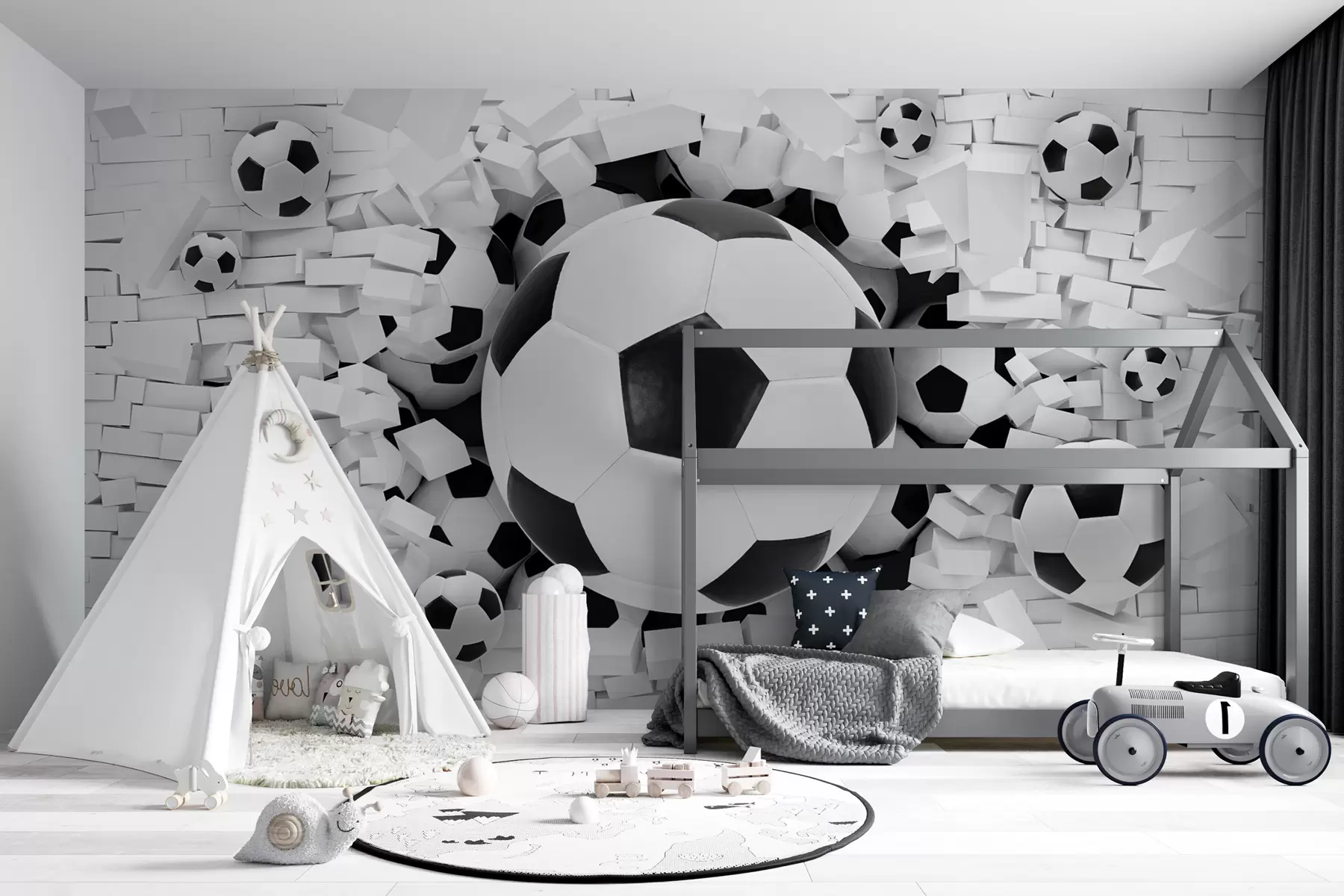 murais de parede Bola de futebol atravessa a parede u70633