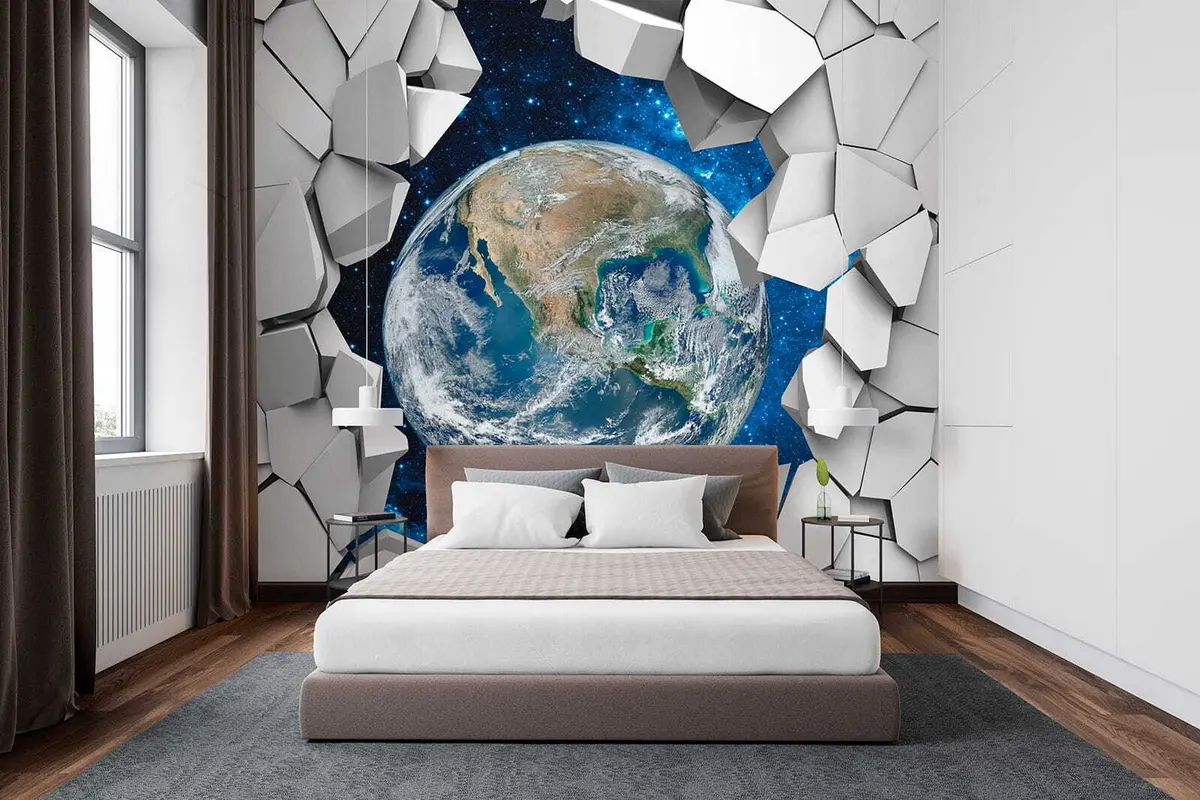 murais de parede Parede 3D e planeta u77808
