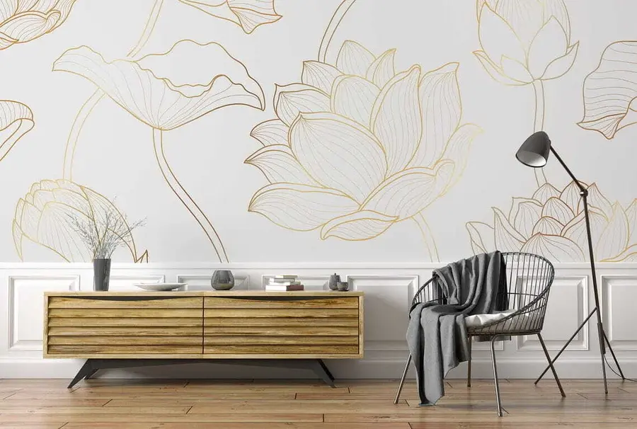 murais de parede Arte de linha do lótus u58166