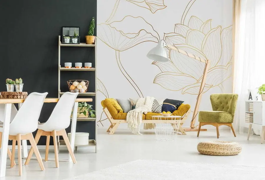 murais de parede Arte de linha do lótus u58166