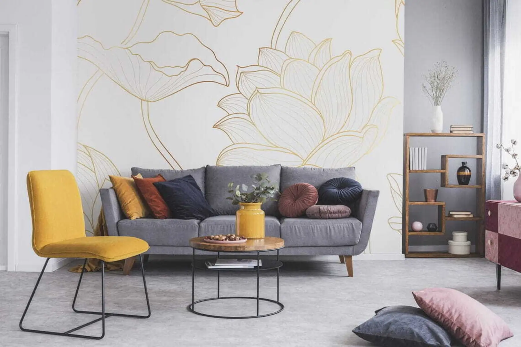 murais de parede Arte de linha do lótus u58166