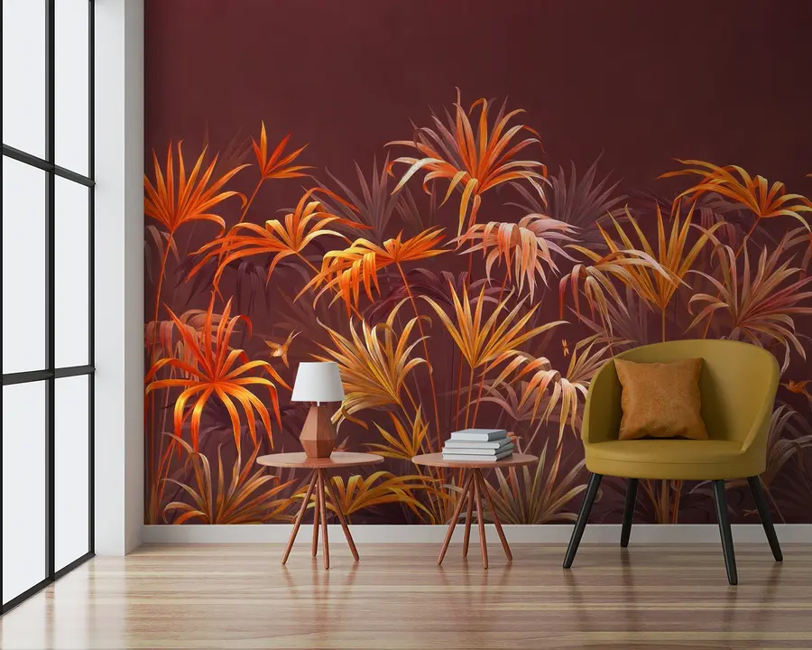 murais de parede Palmeiras tropicais alaranjadas u58939v1